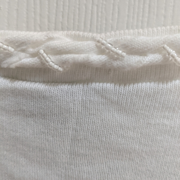 Rafaella Women's Petite Large White Cardigan with Beading - Picture 4 of 8